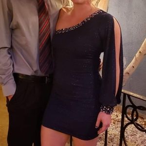 Deb size small dress- navy blue with jewels